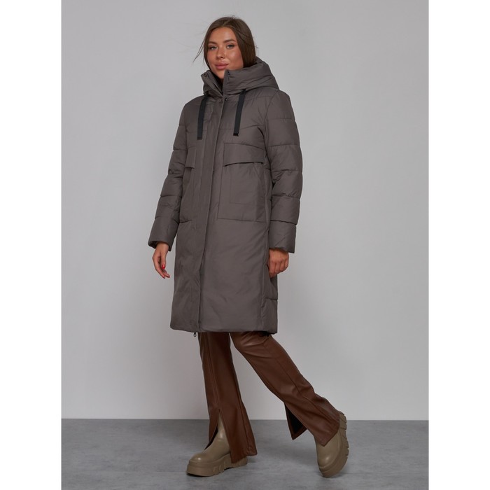 фото Пальто утепленное зимнее женское, размер 50, цвет тёмно-серый mtforce