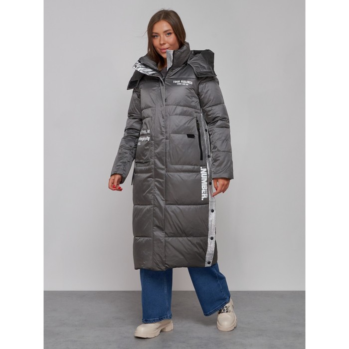 фото Пальто утепленное зимнее женское, размер 48, цвет тёмно-серый mtforce