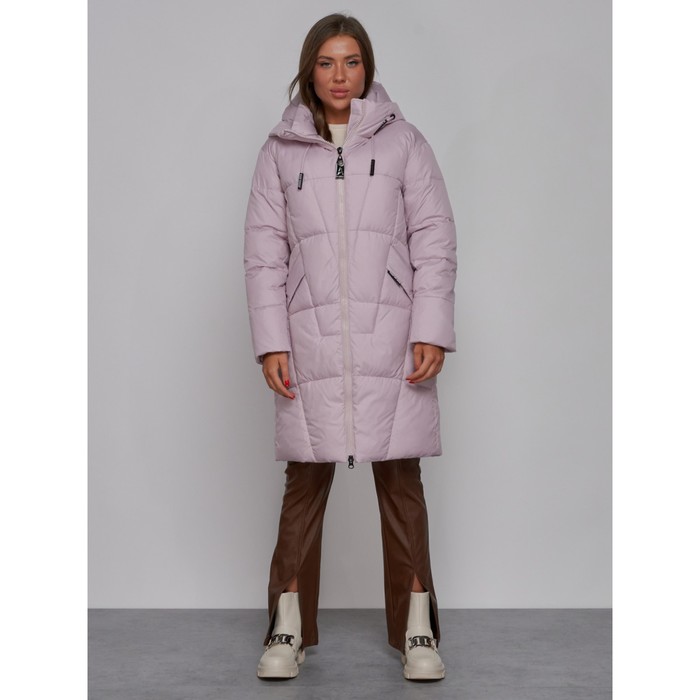 Пальто утепленное зимнее женское, размер 48, цвет фиолетовый