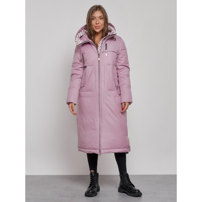 Пальто утепленное зимнее женское, размер 44, цвет фиолетовый