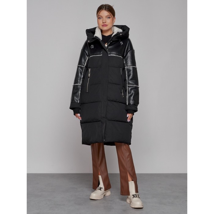Пальто утепленное зимнее женское, размер 48, цвет чёрный пальто утеплённое женское цвет чёрный размер 48