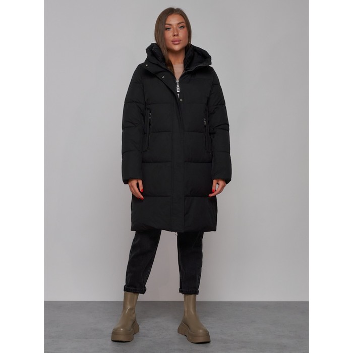 Пальто утепленное зимнее женское, размер 46, цвет чёрный пальто женское размер 46 цвет чёрный