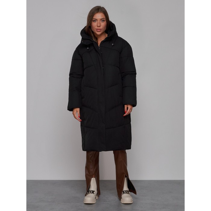 Пальто утепленное зимнее женское, размер 46, цвет чёрный пальто утепленное двухстороннее женское размер 46 цвет чёрный
