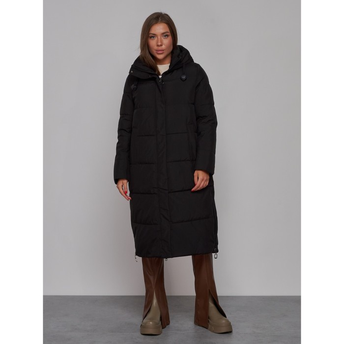 цена Пальто утепленное зимнее женское, размер 42, цвет чёрный