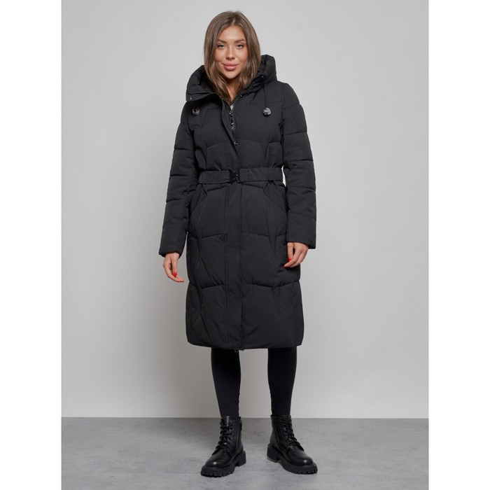 цена Пальто утепленное зимнее женское, размер 48, цвет чёрный
