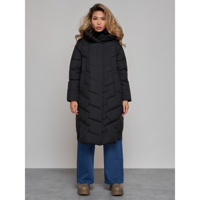 цена Пальто утепленное зимнее женское, размер 48, цвет чёрный