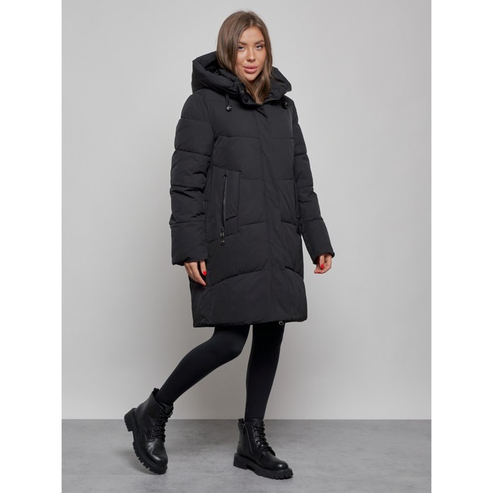 фото Пальто утепленное зимнее женское, размер 56, цвет чёрный mtforce