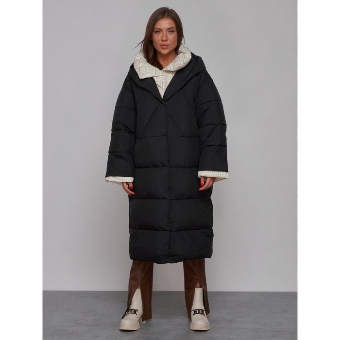 Пальто утепленное зимнее женское, размер 42, цвет чёрный