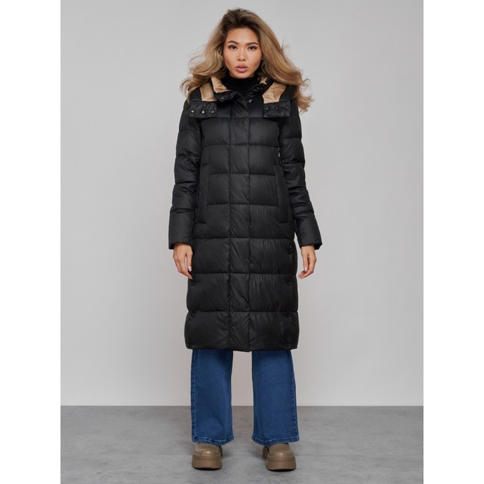 цена Пальто утепленное зимнее женское, размер 42, цвет чёрный