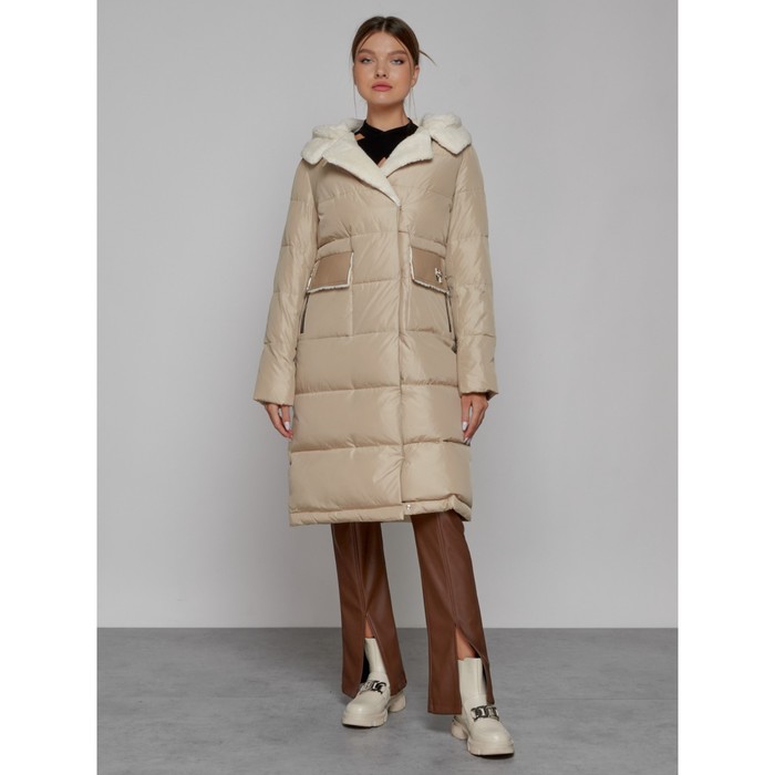 Пальто утепленное зимнее женское, размер 48, цвет бежевый пальто утепленное зимнее женское размер 48 цвет светло бежевый