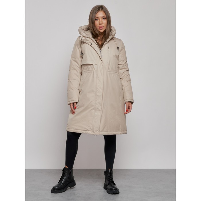 Пальто утепленное зимнее женское, размер 42, цвет бежевый пальто утепленное зимнее женское размер 42 цвет светло бежевый