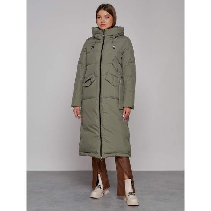 Пальто утепленное зимнее женское, размер 42, цвет зелёный пальто утепленное зимнее женское размер 42 цвет коричневый