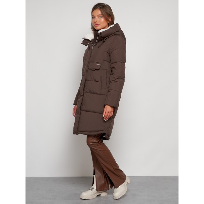фото Пальто утепленное зимнее женское, размер 52, цвет коричневый mtforce