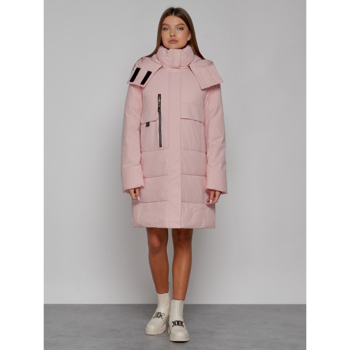 Пальто утепленное зимнее женское, размер 48, цвет розовый