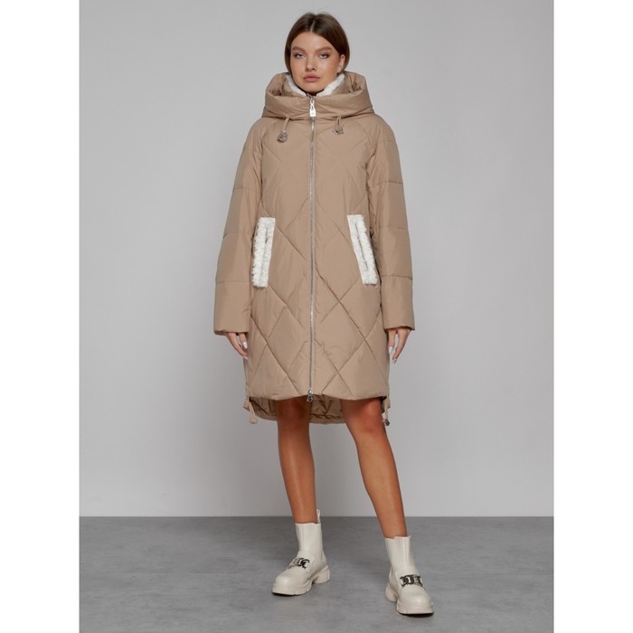 Пальто утепленное зимнее женское, размер 42, цвет светло-коричневый пальто утепленное зимнее женское размер 42 цвет светло коричневый