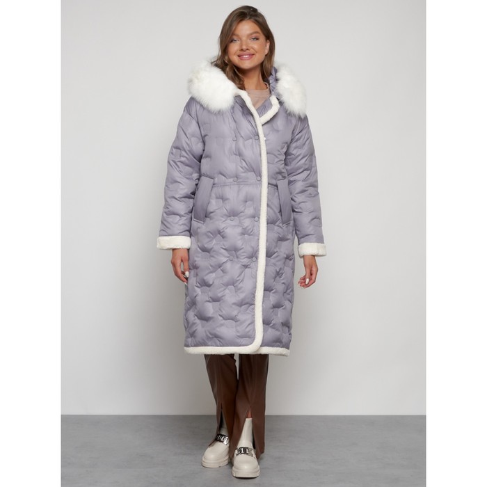 Пальто утепленное зимнее женское, размер 44, цвет серый