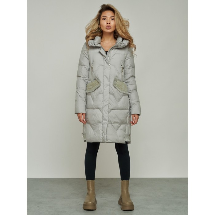 Пальто утепленное зимнее женское, размер 52, цвет серый пальто женское размер 52 серый мартекс