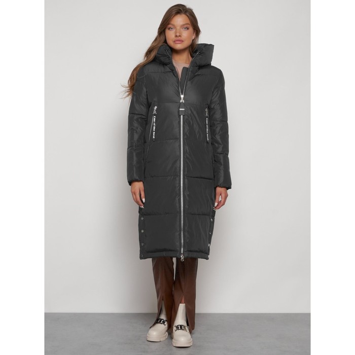 Пальто утепленное зимнее женское, размер 44, цвет тёмно-серый