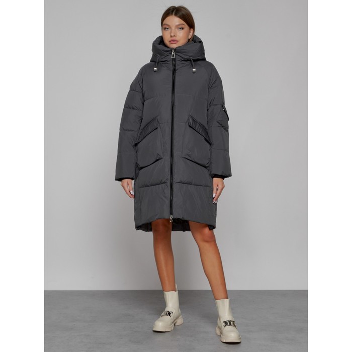 Пальто утепленное зимнее женское, размер 42, цвет тёмно-серый пальто утепленное зимнее женское размер 42 цвет серый