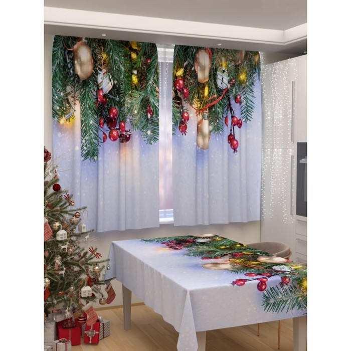 

Фотошторы для кухни «Новогодняя коллекция», размер 150x180 см