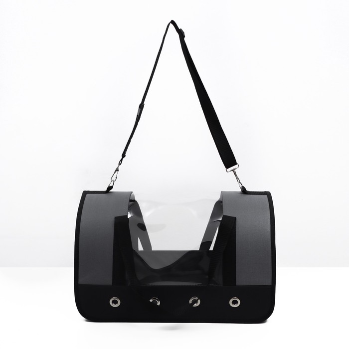 фото Сумка-переноска с окном "панорамная", 46 х 28,5 х 30 см, серая