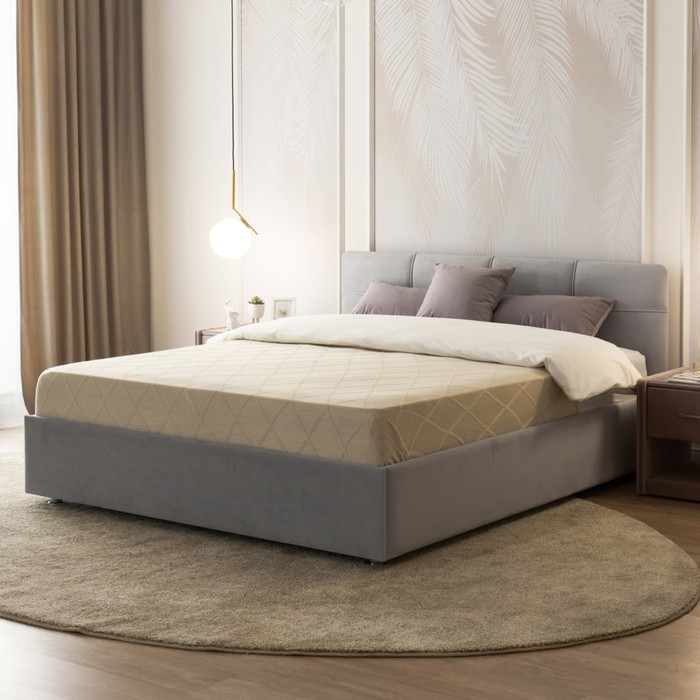 Кровать «Птичье гнездо» с ПМ, 160×210 см, премиум велюр, цвет лондонский туман 32841