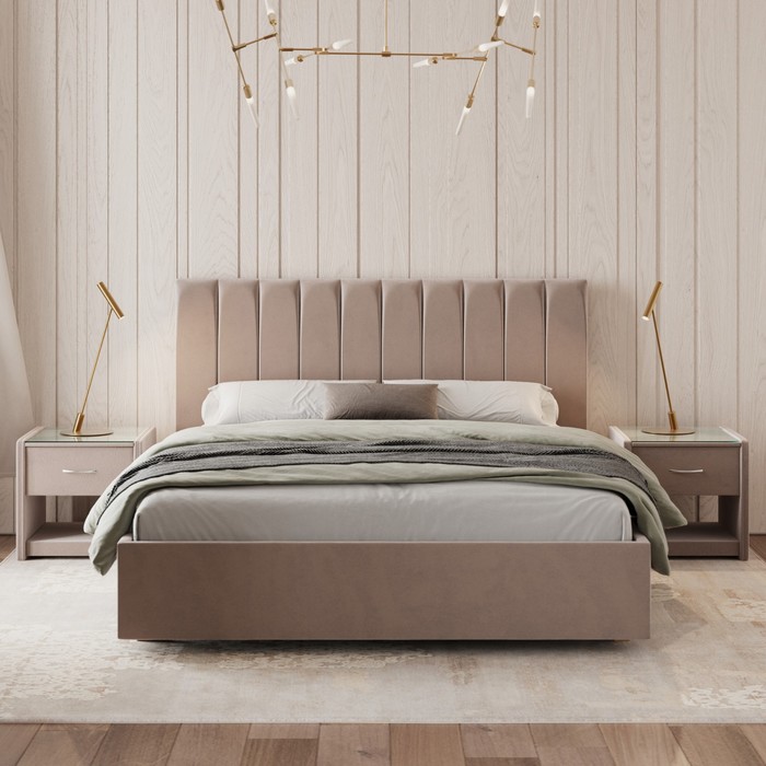 Кровать «Алькасар» без ПМ, 120×210 см, премиум велюр, цвет пыльная роза 28533