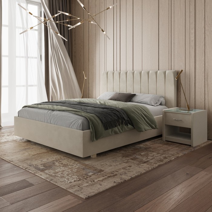 Кровать «Алькасар» без ПМ, 120×190 см, премиум велюр, цвет лепестки ландыша кровать алькасар без пм 190×210 см премиум велюр цвет лепестки ландыша