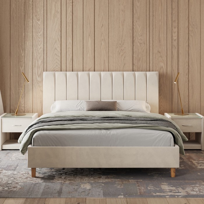 Кровать «Алькасар» без ПМ, 120×210 см, премиум велюр, цвет лепестки ландыша 28533