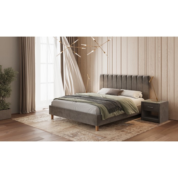 

Кровать «Алькасар» без ПМ, 120×190 см, встроенное основание, ножки 13 см, велюр велутто 36