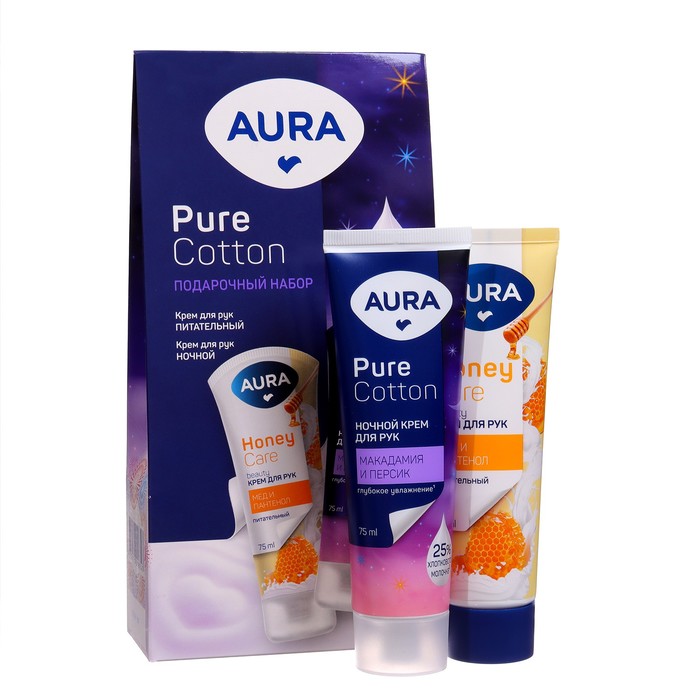 Подарочный набор AURA C экстрактом мёда: крем для рук,75мл+крем для рук ночной,75мл