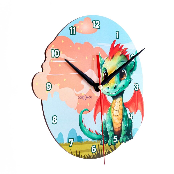 фото Часы настенные детские "дракончик с облаком", плавный ход, d-24 см соломон