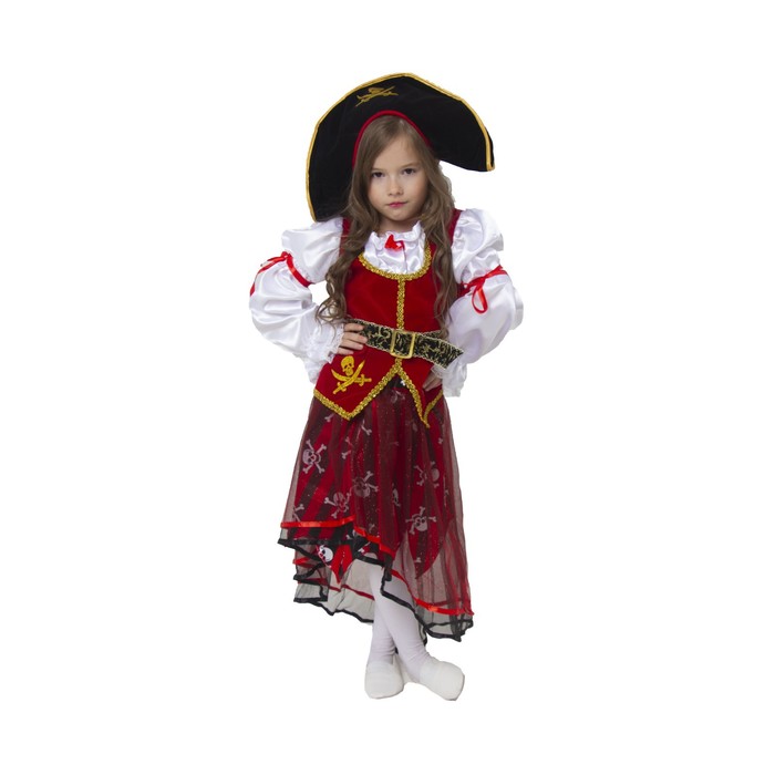 

Карнавальный костюм "Пиратка", блузка-камзол, пояс, юбка, шляпа, р.122-64