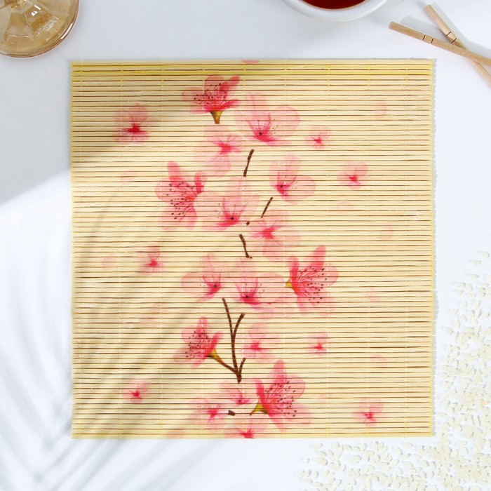 Циновка Макису для приготовления суши и роллов «Цветы», 22 х 24 см циновка бамбуковая san bonsai экстра д роллов и суши