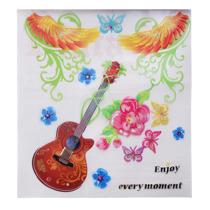 Наклейка интерьерная "Гитара с крыльями"