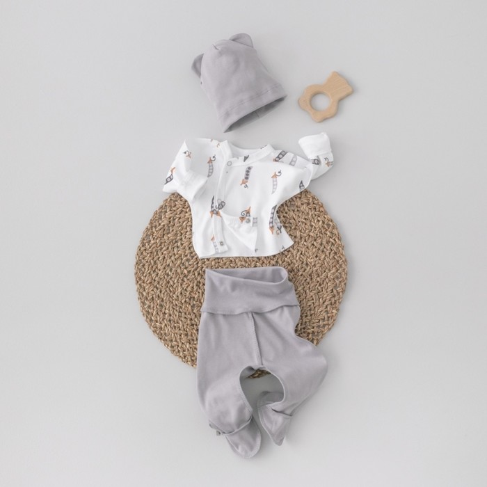 Комплект детский KinDerLitto «Крошки-горошки-2», 3 предмета: шапочка, ползунки, распашонка, принт горошки, рост 56-62 см