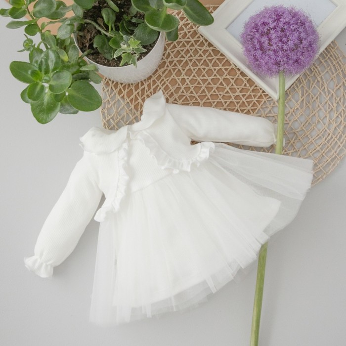 Платье для девочки KinDerLitto «Грета», рост 56-62 см, цвет молочный