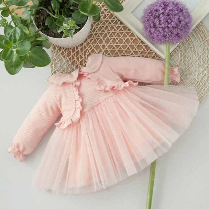 Платье для девочки KinDerLitto «Грета», рост 56-62 см, цвет светло-розовый