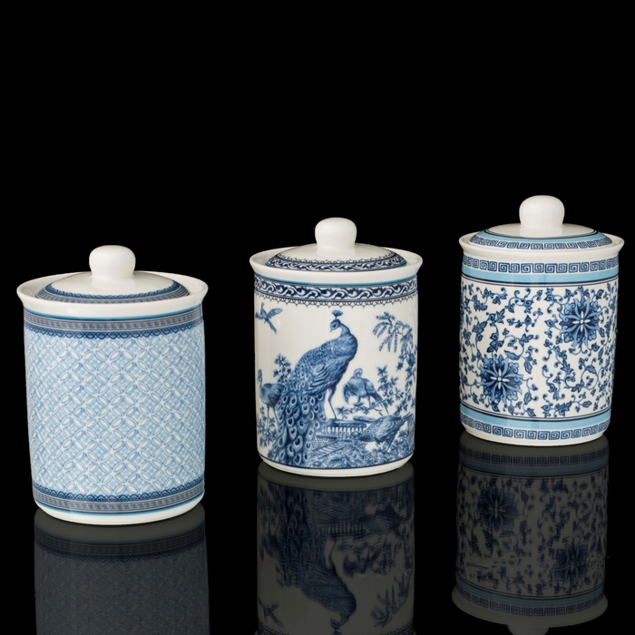 Набор из трех банок для хранения сыпучих продуктов "Райский сад", 775 мл