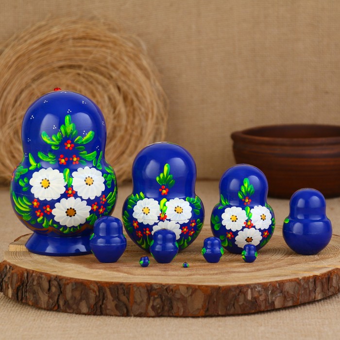 

Матрешка "Божья коровка", синяя, 10 кукольная
