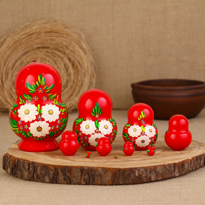 

Матрешка "Божья коровка", красная, 10 кукольная