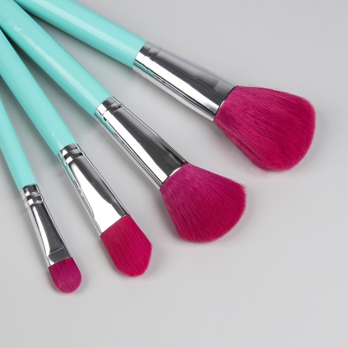 Набор кистей для макияжа, 9 предметов, на кнопке, цвет ментоловый