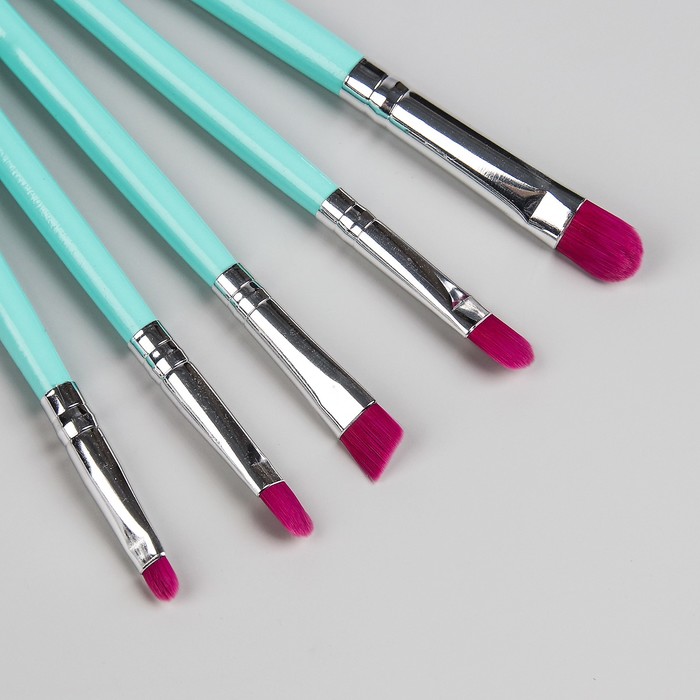 Набор кистей для макияжа, 9 предметов, на кнопке, цвет ментоловый