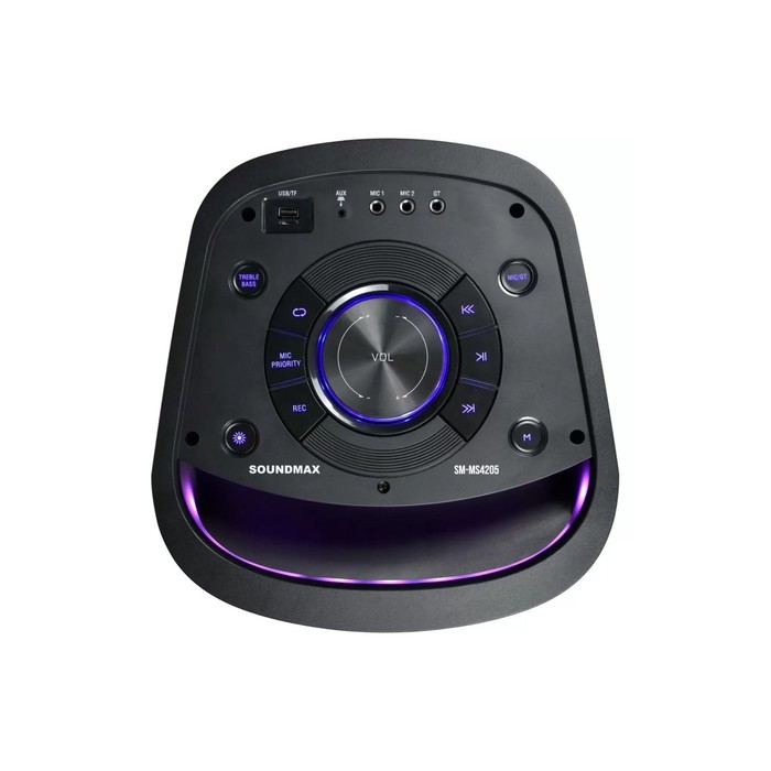 

Портативная караоке система Soundmax SM-MS4205, 140 Вт, FM, AUX, USB, BT, SD, чёрная