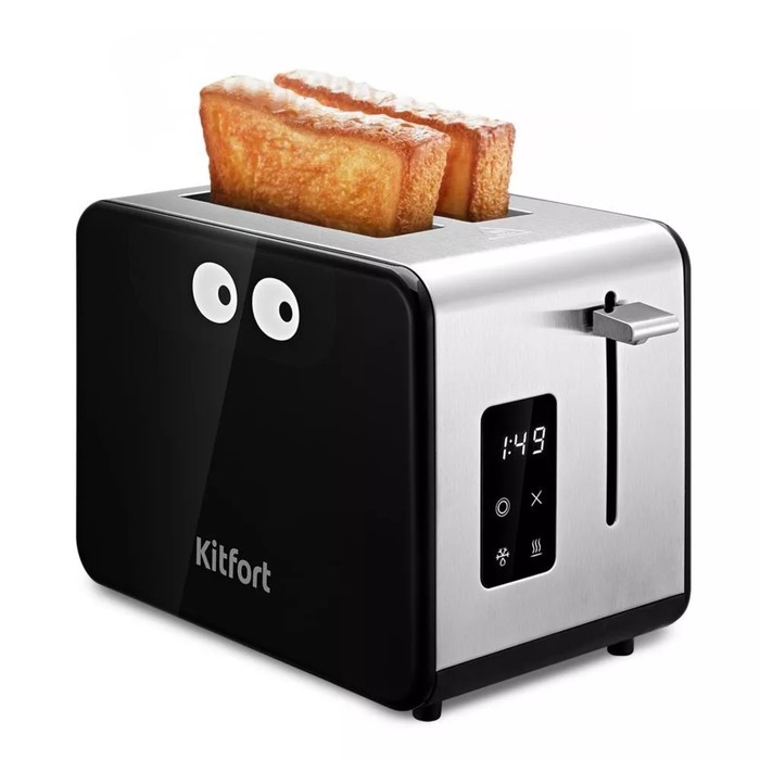 Тостер Kitfort КТ-4094, 870 Вт, 6 режимов прожарки, 2 тоста, серебристо-чёрный тостер kitfort кт 6027 820 вт 6 режимов прожарки 2 тоста серебристо жёлтый