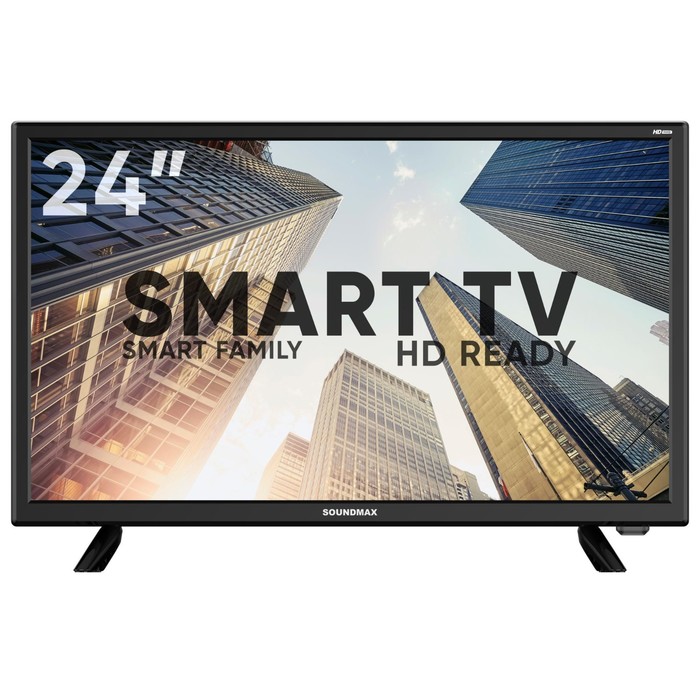Телевизор Soundmax SM-LED24M06S, 24, 1366x768, DVB-T2/C/S2, HDMI 2, USB 2, SmartTV, черный телевизор bq 32s21w 32 1366x768 dvb t2 c s2 hdmi 2 usb 2 smarttv белый