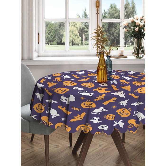 Скатерть на стол «Призарки Хэллоуина», круглая, сатен, d = 150 см скатерть на кухонный стол призраки хэллоуина круглая на резинке размер 140x140 см