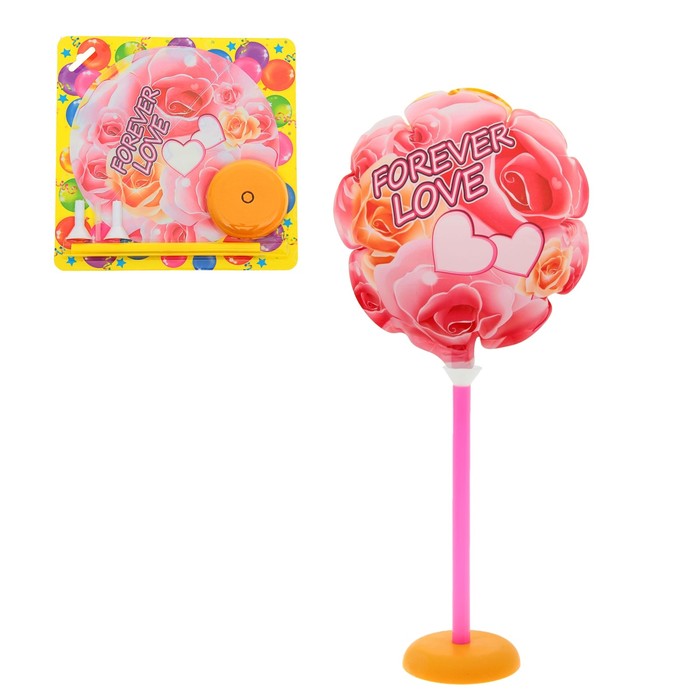 Шар фольгированный 7" "Любовь на всегда" Шар+зажим+трубочка+подставка