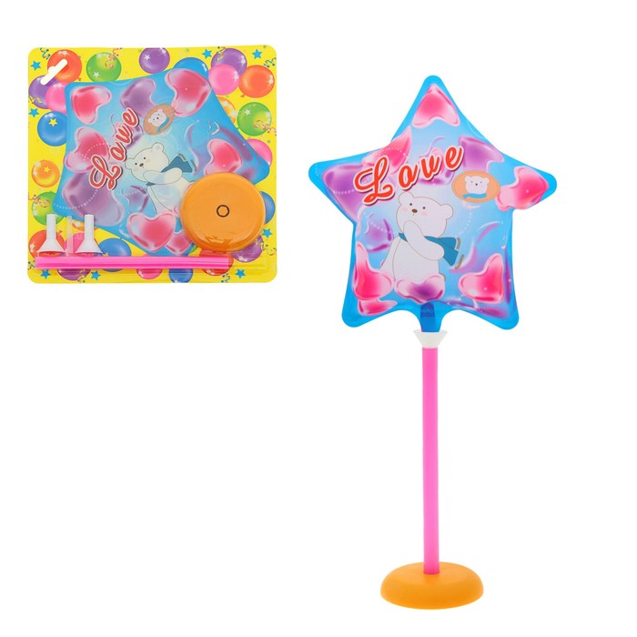 Шар фольгированный 7" "Мишка" Шар+зажим+трубочка+подставка