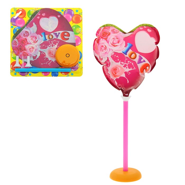 Шар фольгированный 7" "Любовь" Шар+зажим+трубочка+подставка